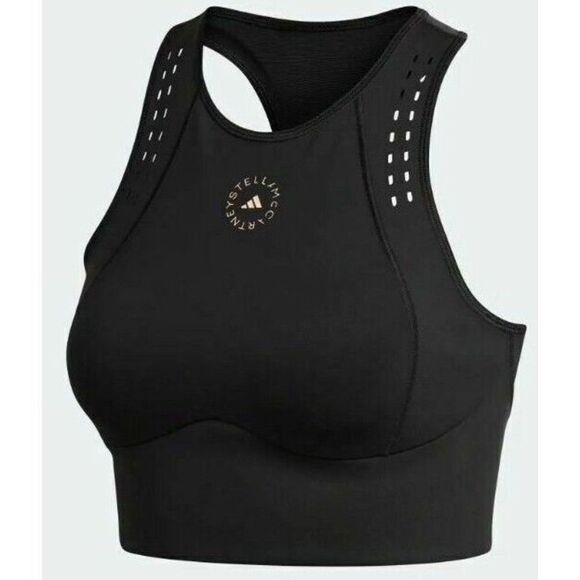 adidas x Stella McCartney Women Sz 2XS Black TruePurpose Crop Top Sports Bra - Picture 2 of 7